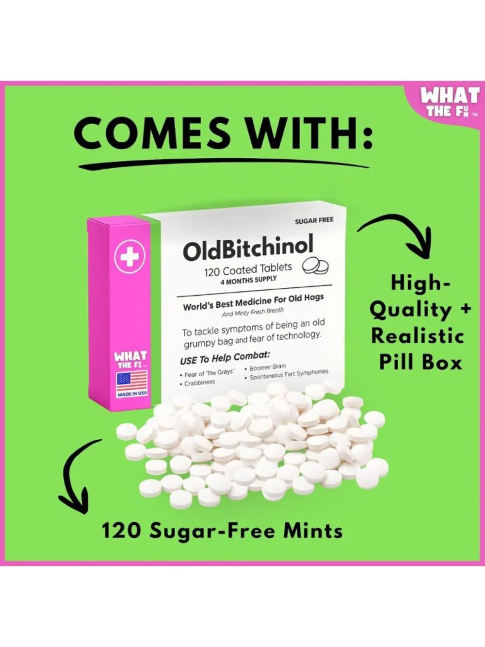 Old Bitchinol Funny Birthday Gag Gift – Novelty Mint Box, 120 Sugar-Free Mints